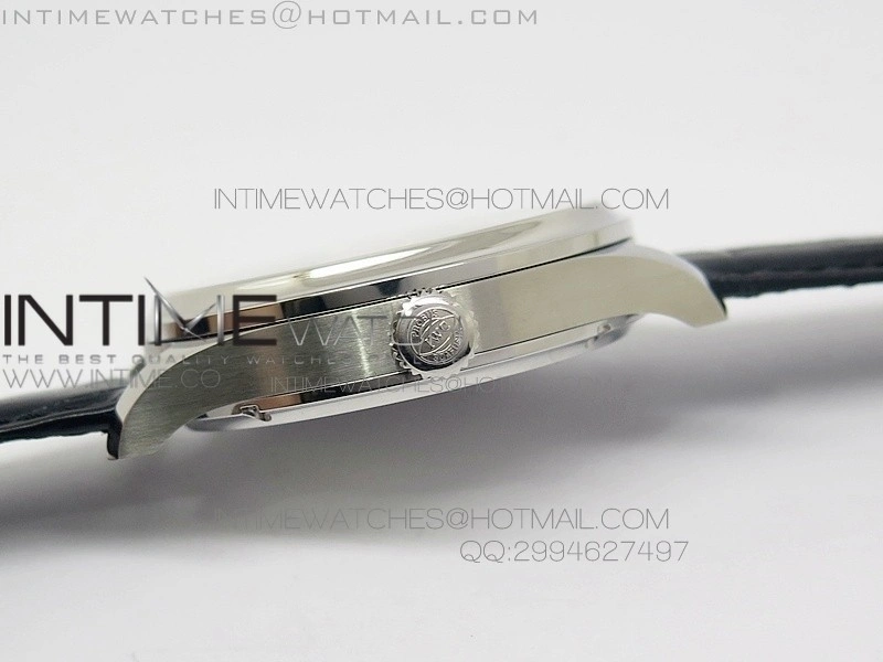 Portuguese Tourbillon SS AXF Gray Dial Sliver Numbers moonphase on Black Leather Strap