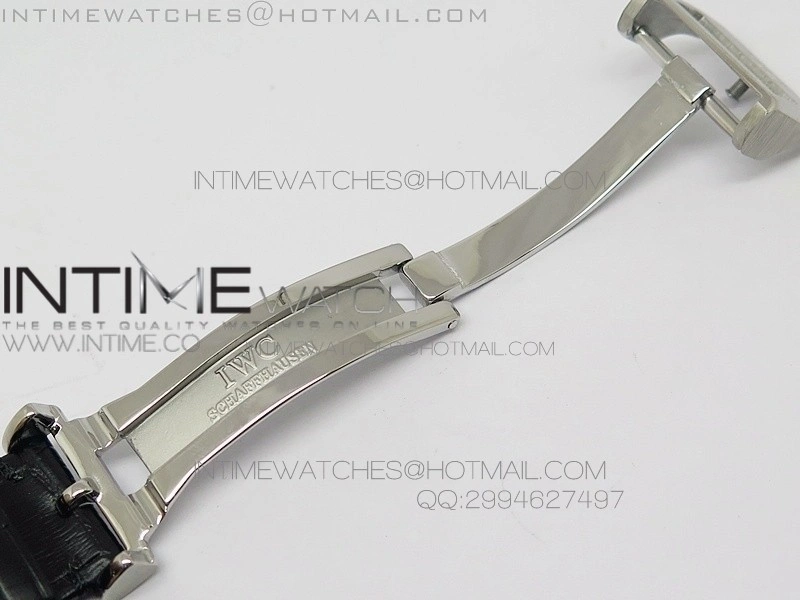 Portuguese Tourbillon SS AXF Gray Dial Sliver Numbers moonphase on Black Leather Strap