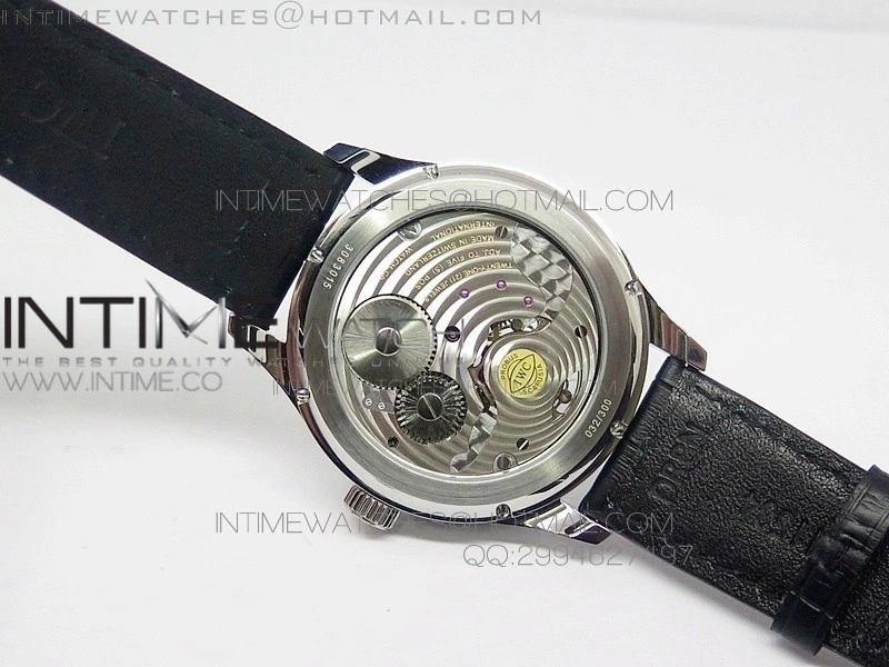 Portuguese Tourbillon SS AXF Gray Dial Sliver Numbers moonphase on Black Leather Strap