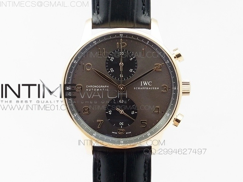Portuguese IW371482 ZF V3 1:1 Best Edition RG Gray dial on Black Leather Strap A79350