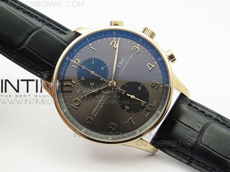 Portuguese IW371482 ZF V3 1:1 Best Edition RG Gray dial on Black Leather Strap A79350