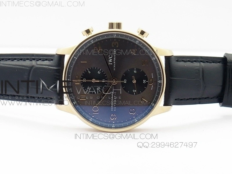 Portuguese IW371482 ZF V3 1:1 Best Edition RG Gray dial on Black Leather Strap A79350