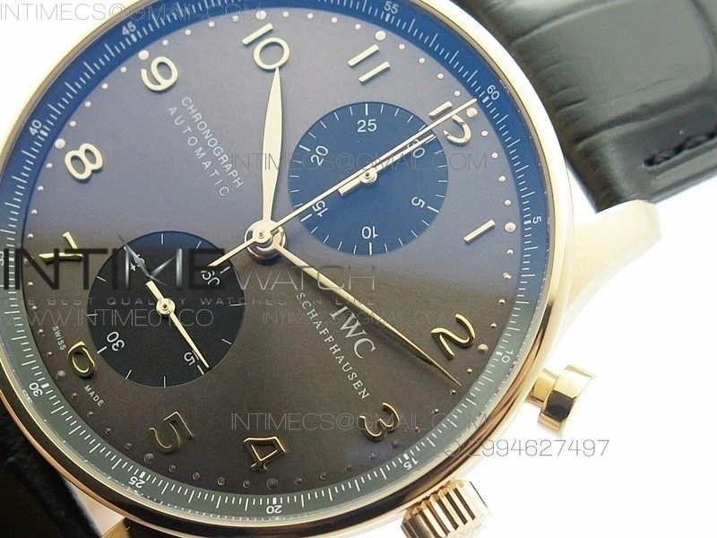 Portuguese IW371482 ZF V3 1:1 Best Edition RG Gray dial on Black Leather Strap A79350