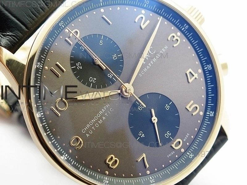 Portuguese IW371482 ZF V3 1:1 Best Edition RG Gray dial on Black Leather Strap A79350