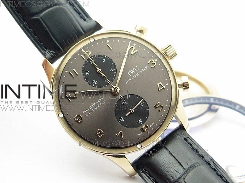 Portuguese IW371482 ZF V3 1:1 Best Edition RG Gray dial on Black Leather Strap A79350