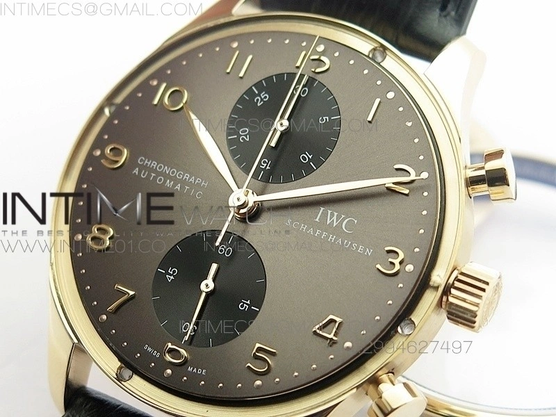 Portuguese IW371482 ZF V3 1:1 Best Edition RG Gray dial on Black Leather Strap A79350
