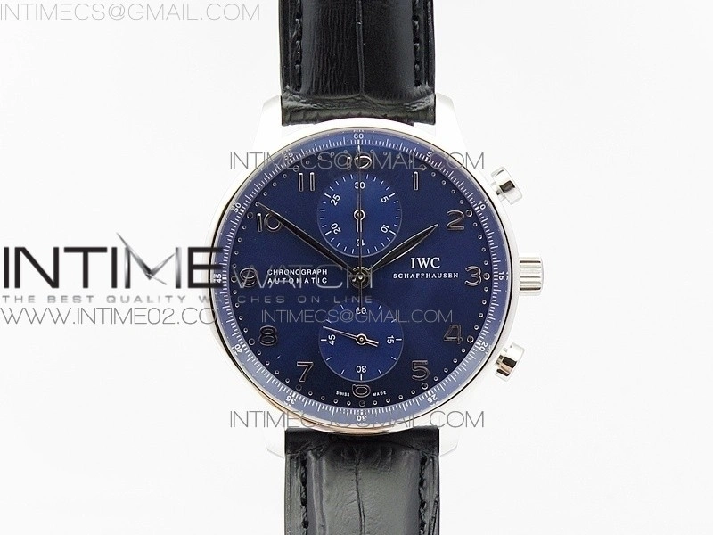 Portuguese IW371491 ZF V3 1:1 Best Edition SS Blue dial on Black Leather Strap A79350