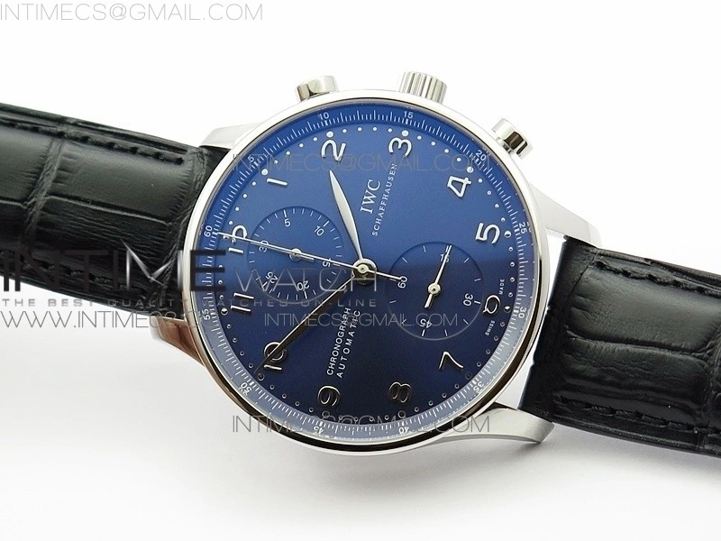 Portuguese IW371491 ZF V3 1:1 Best Edition SS Blue dial on Black Leather Strap A79350