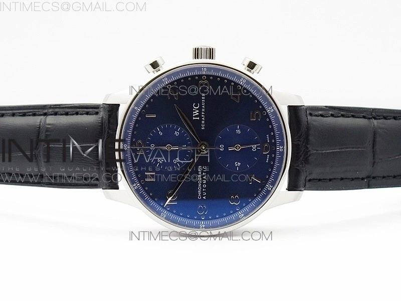 Portuguese IW371491 ZF V3 1:1 Best Edition SS Blue dial on Black Leather Strap A79350