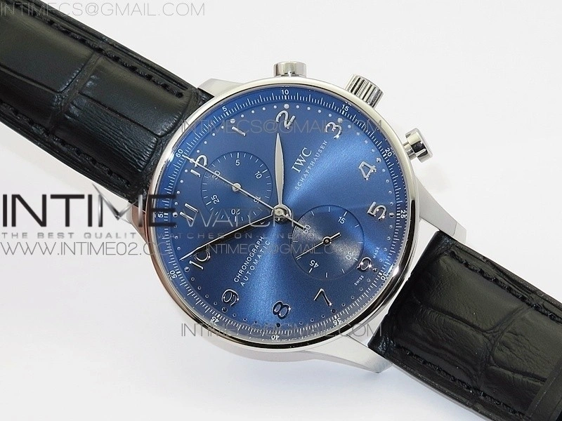 Portuguese IW371491 ZF V3 1:1 Best Edition SS Blue dial on Black Leather Strap A79350