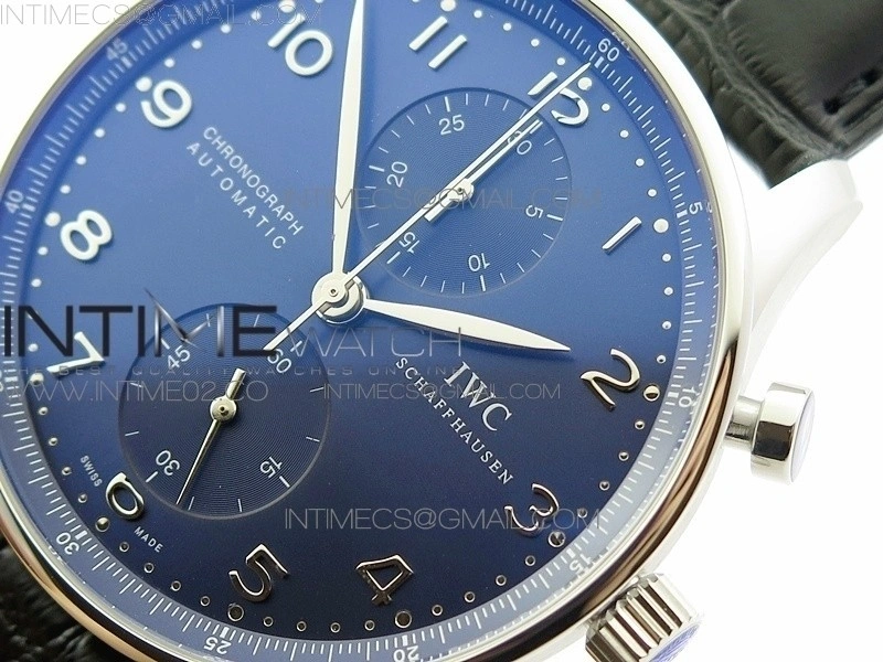 Portuguese IW371491 ZF V3 1:1 Best Edition SS Blue dial on Black Leather Strap A79350