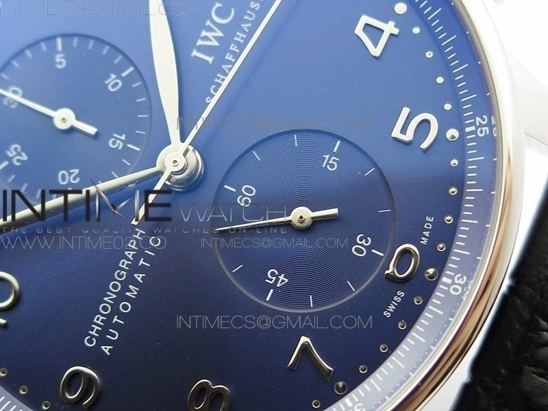 Portuguese IW371491 ZF V3 1:1 Best Edition SS Blue dial on Black Leather Strap A79350