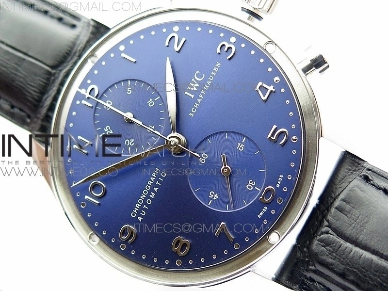 Portuguese IW371491 ZF V3 1:1 Best Edition SS Blue dial on Black Leather Strap A79350