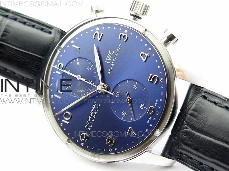 Portuguese IW371491 ZF V3 1:1 Best Edition SS Blue dial on Black Leather Strap A79350