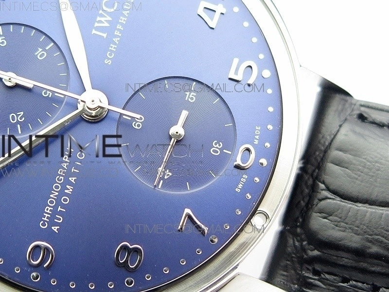 Portuguese IW371491 ZF V3 1:1 Best Edition SS Blue dial on Black Leather Strap A79350