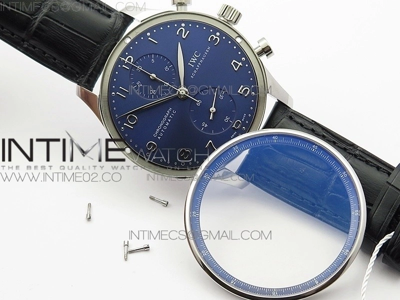 Portuguese IW371491 ZF V3 1:1 Best Edition SS Blue dial on Black Leather Strap A79350