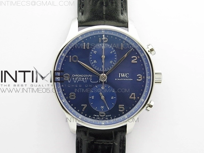 Portuguese IW371606 ZF V3 1:1 Best Edition SS Blue Dial on Black Leather Strap A96355