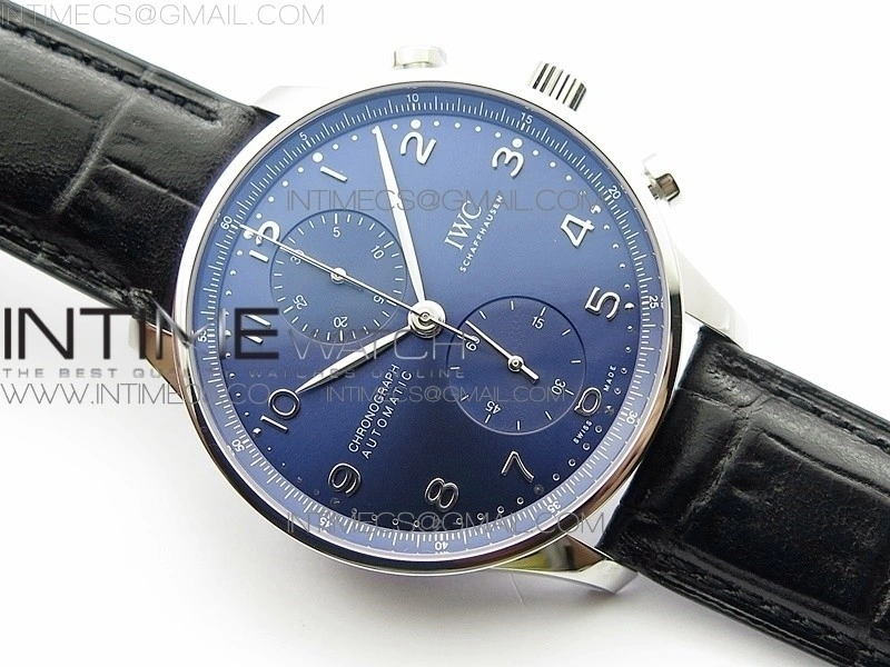 Portuguese IW371606 ZF V3 1:1 Best Edition SS Blue Dial on Black Leather Strap A96355