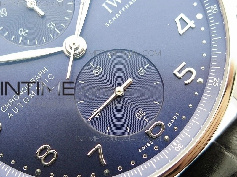 Portuguese IW371606 ZF V3 1:1 Best Edition SS Blue Dial on Black Leather Strap A96355