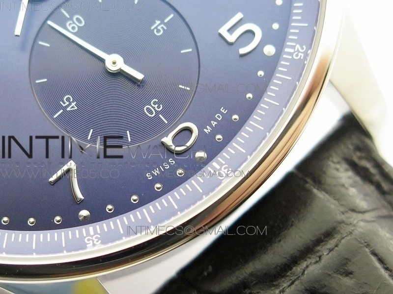 Portuguese IW371606 ZF V3 1:1 Best Edition SS Blue Dial on Black Leather Strap A96355