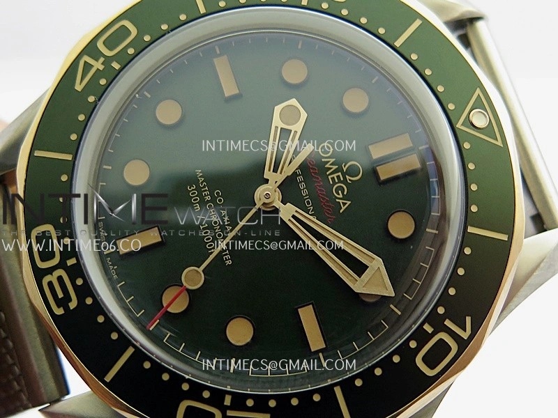 Seamaster 300M Diver Titanium Bronze Gold ORF 1:1 Green Dial On Titanium Mesh Bracelet Asian Super Clone 8806