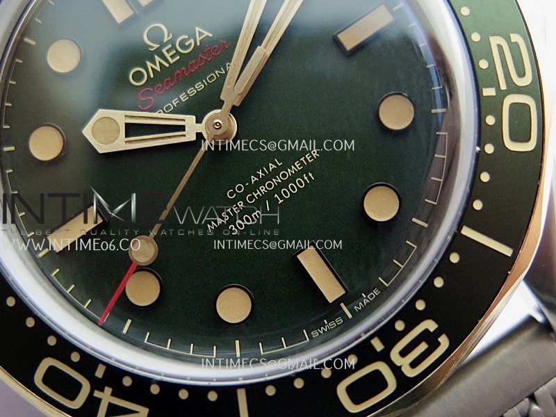 Seamaster 300M Diver Titanium Bronze Gold ORF 1:1 Green Dial On Titanium Mesh Bracelet Asian Super Clone 8806