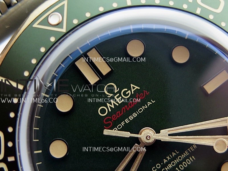 Seamaster 300M Diver Titanium Bronze Gold ORF 1:1 Green Dial On Titanium Mesh Bracelet Asian Super Clone 8806