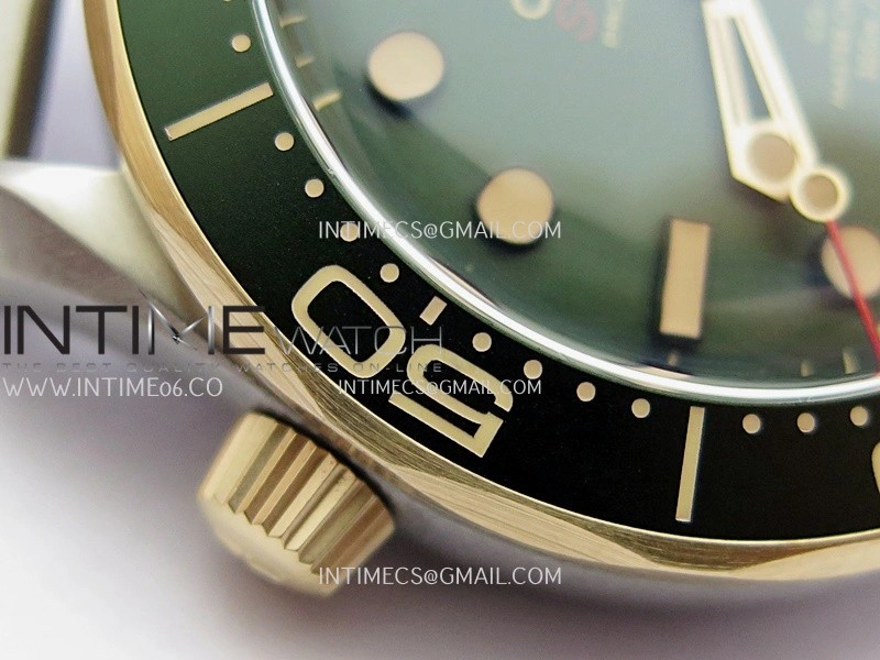 Seamaster 300M Diver Titanium Bronze Gold ORF 1:1 Green Dial On Titanium Mesh Bracelet Asian Super Clone 8806
