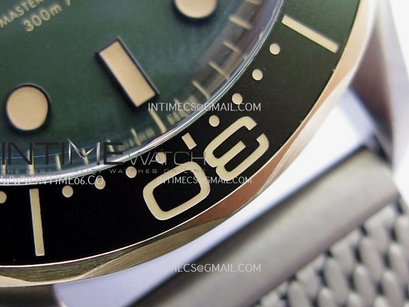Seamaster 300M Diver Titanium Bronze Gold ORF 1:1 Green Dial On Titanium Mesh Bracelet Asian Super Clone 8806