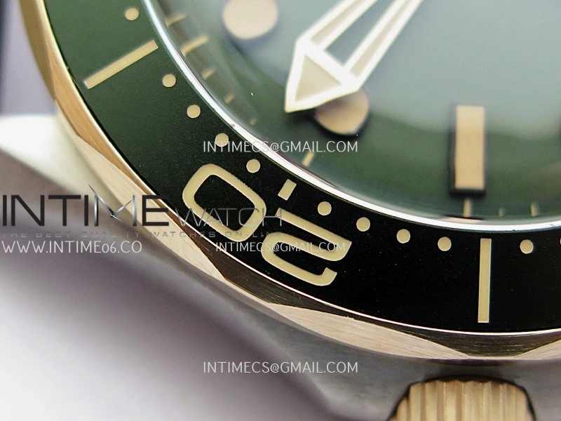 Seamaster 300M Diver Titanium Bronze Gold ORF 1:1 Green Dial On Titanium Mesh Bracelet Asian Super Clone 8806