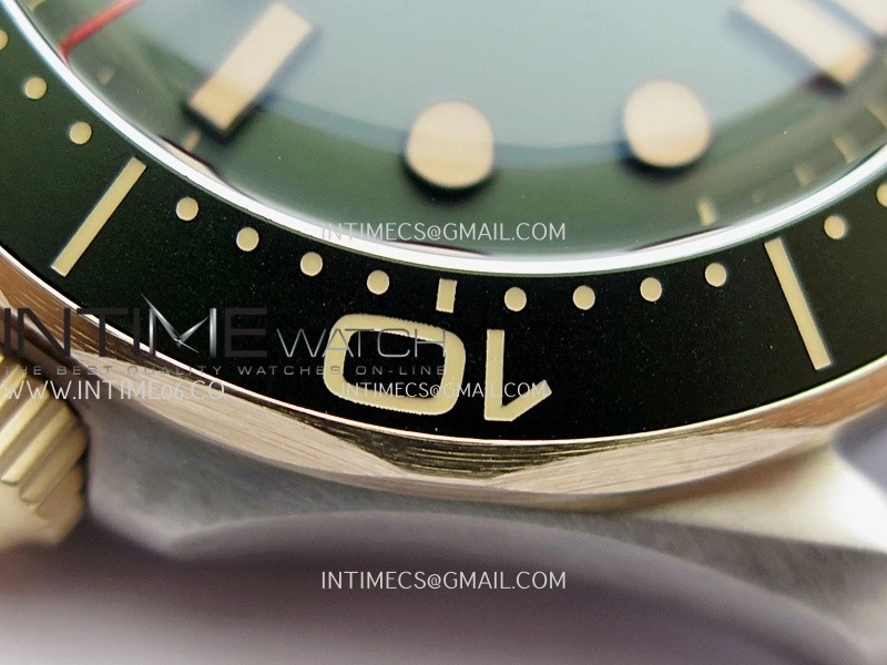 Seamaster 300M Diver Titanium Bronze Gold ORF 1:1 Green Dial On Titanium Mesh Bracelet Asian Super Clone 8806