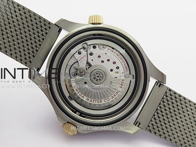 Seamaster 300M Diver Titanium Bronze Gold ORF 1:1 Green Dial On Titanium Mesh Bracelet Asian Super Clone 8806