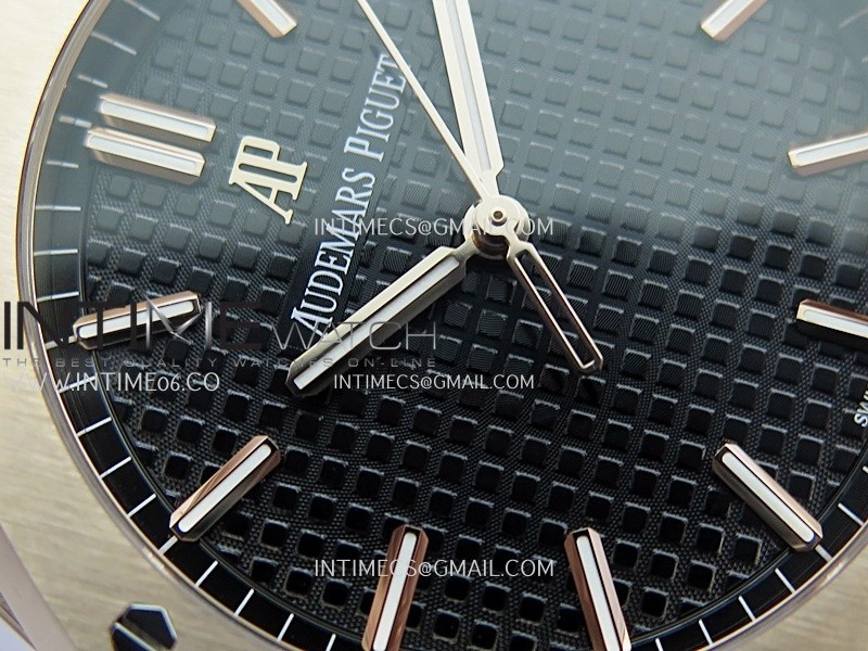 Royal Oak 41mm 15500 RG APSF Free Sprung 1:1 Best Edition Black Textured Dial On Black Leather Strap Super Clone A4302
