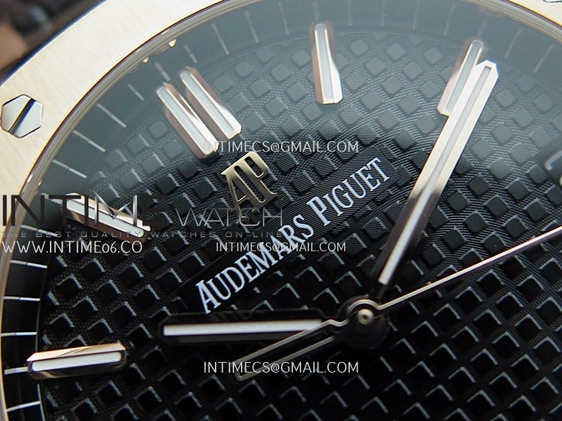 Royal Oak 41mm 15500 RG APSF Free Sprung 1:1 Best Edition Black Textured Dial On Black Leather Strap Super Clone A4302