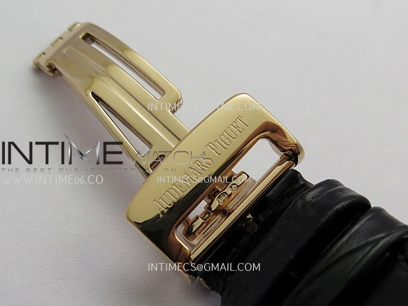 Royal Oak 41mm 15500 RG APSF Free Sprung 1:1 Best Edition Black Textured Dial On Black Leather Strap Super Clone A4302