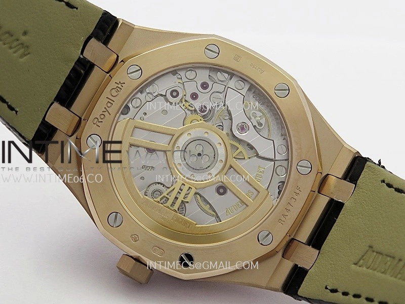 Royal Oak 41mm 15500 RG APSF Free Sprung 1:1 Best Edition Black Textured Dial On Black Leather Strap Super Clone A4302