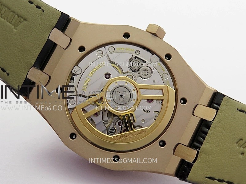Royal Oak 41mm 15500 RG APSF Free Sprung 1:1 Best Edition Black Textured Dial On Black Leather Strap Super Clone A4302