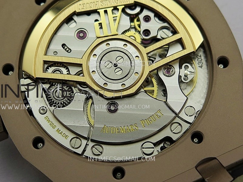 Royal Oak 41mm 15500 RG APSF Free Sprung 1:1 Best Edition Black Textured Dial On Black Leather Strap Super Clone A4302