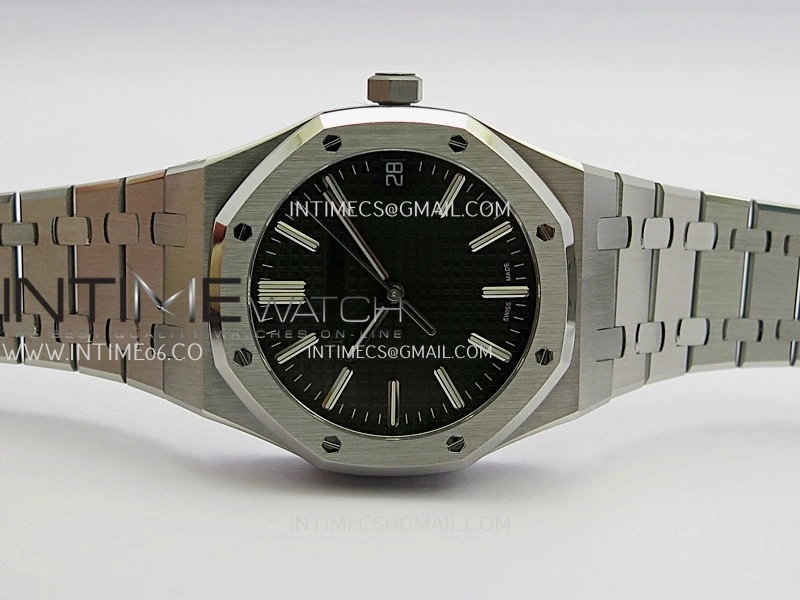 Royal Oak 41mm 15510 Free Sprung SS APSF 1:1 Best Edition Black Textured Dial On SS Bracelet Super Clone A4302