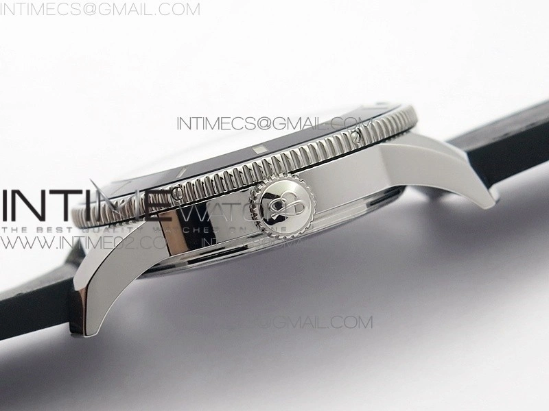 Super Ocean Heritage Black Ceramic Bezel SS Black Dial on Black Gummy Strap A2824