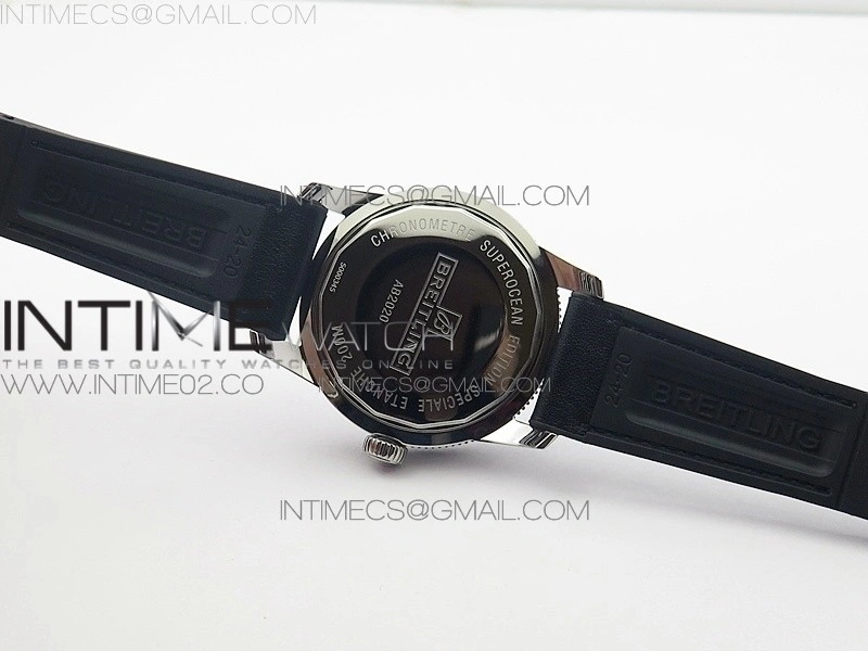 Super Ocean Heritage Black Ceramic Bezel SS Black Dial on Black Gummy Strap A2824
