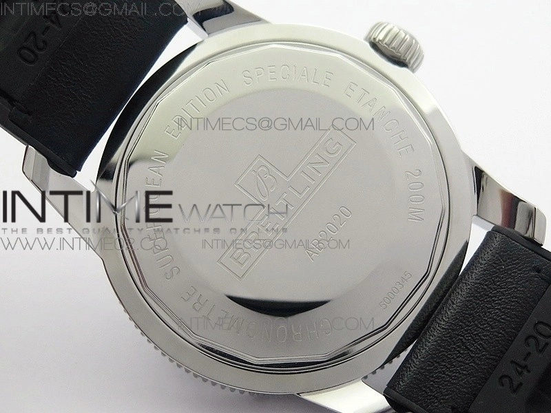 Super Ocean Heritage Black Ceramic Bezel SS Black Dial on Black Gummy Strap A2824