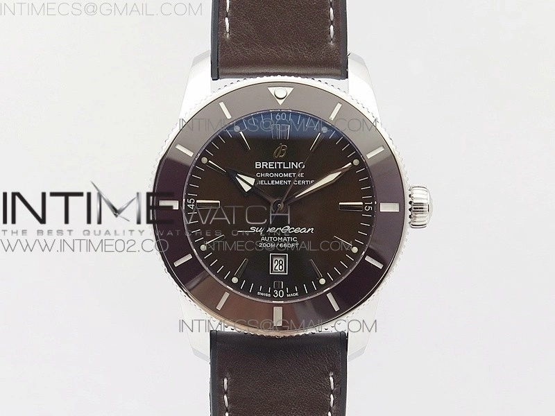 Super Ocean Heritage Brown Ceramic Bezel SS Brown Dial on Brown Gummy Strap A2824