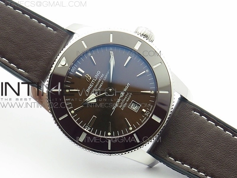 Super Ocean Heritage Brown Ceramic Bezel SS Brown Dial on Brown Gummy Strap A2824