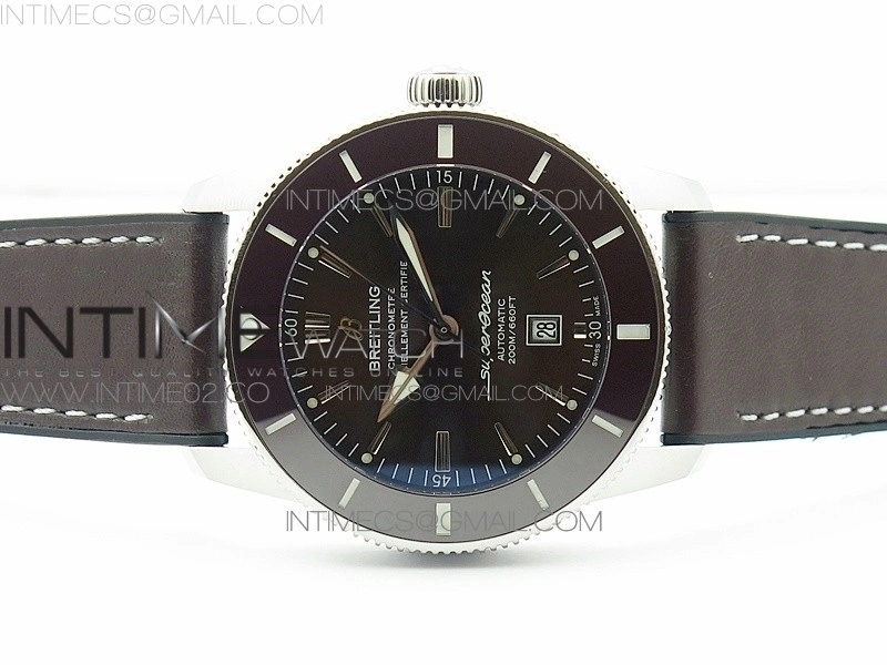 Super Ocean Heritage Brown Ceramic Bezel SS Brown Dial on Brown Gummy Strap A2824