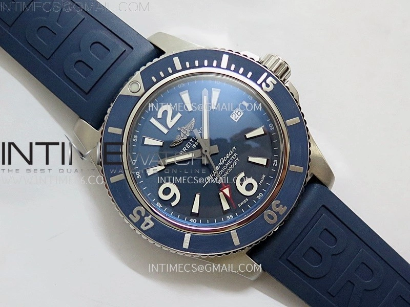 SuperOcean Automatic 46mm TF 1:1 Best Edition Blue Dial on Blue Rubber Strap A2824