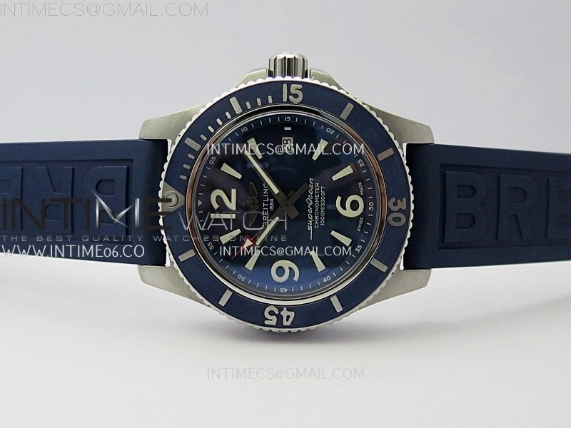SuperOcean Automatic 46mm TF 1:1 Best Edition Blue Dial on Blue Rubber Strap A2824