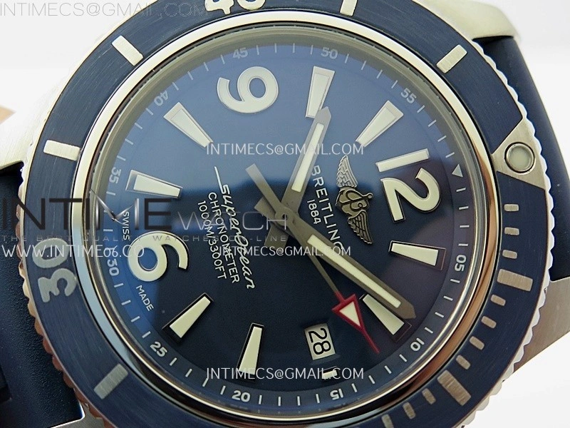 SuperOcean Automatic 46mm TF 1:1 Best Edition Blue Dial on Blue Rubber Strap A2824