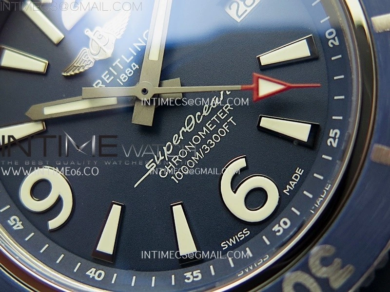 SuperOcean Automatic 46mm TF 1:1 Best Edition Blue Dial on Blue Rubber Strap A2824