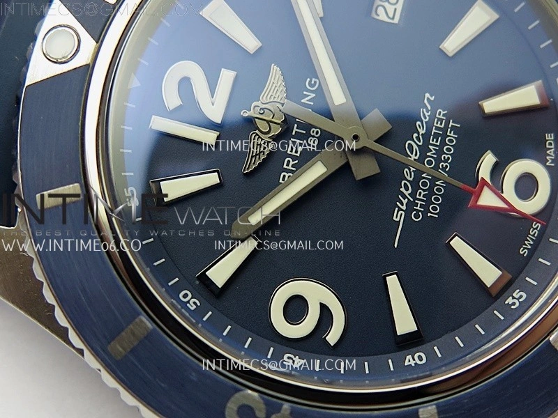 SuperOcean Automatic 46mm TF 1:1 Best Edition Blue Dial on Blue Rubber Strap A2824